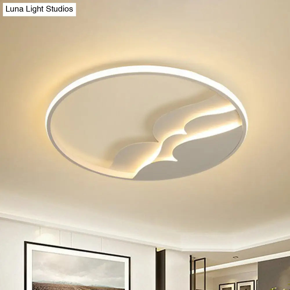 Modern Metal Led Flush Mount Ceiling Light With Halo Ring For Bedroom - White Flushmount / 17 Remote