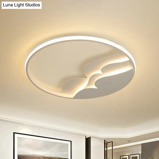 Modern Metal Led Flush Mount Ceiling Light With Halo Ring For Bedroom - White Flushmount / 17 Remote