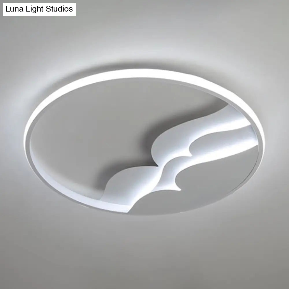 Modern Metal Led Flush Mount Ceiling Light With Halo Ring For Bedroom - White Flushmount