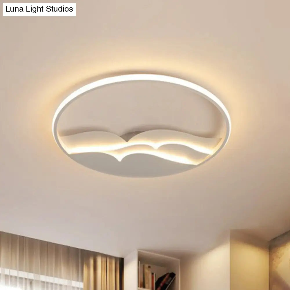 Modern Metal Led Flush Mount Ceiling Light With Halo Ring For Bedroom - White Flushmount / 17 Warm