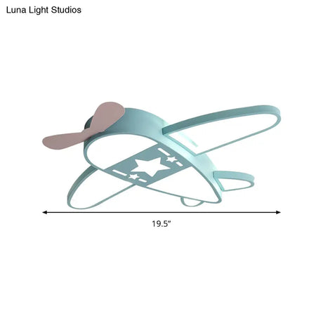 Modern Metal Led Flush Mount Lamp - Pink/Blue Plane Warm/White Lighting 19.5’/25.5’ Width