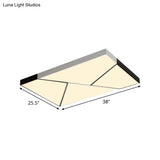 Modern Metal Led Flush Mount Light | Black & White Rectangular Ceiling Fixture Warm/White Acrylic