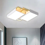 Modern Metal Led Flush Mount Light In Black/Gold Finish 16’/19.5’ Width With Warm/White Gold /