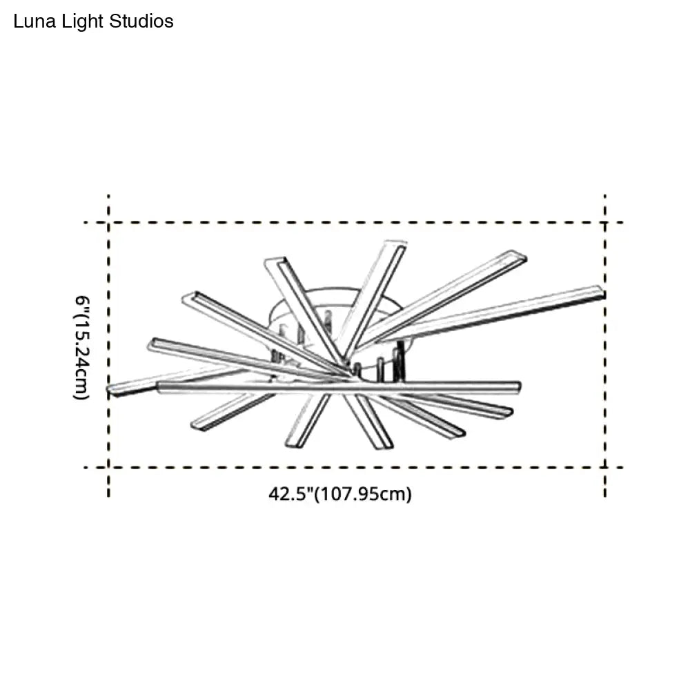Modern Metal Led Semi Flush Mount Light Fixture For Living Room - 7 Lights