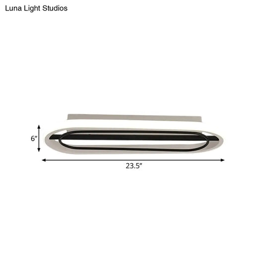 Modern Metal Oval Ceiling Lamp In Black And White/Gold With Led Flush Mount Warm/White Light -