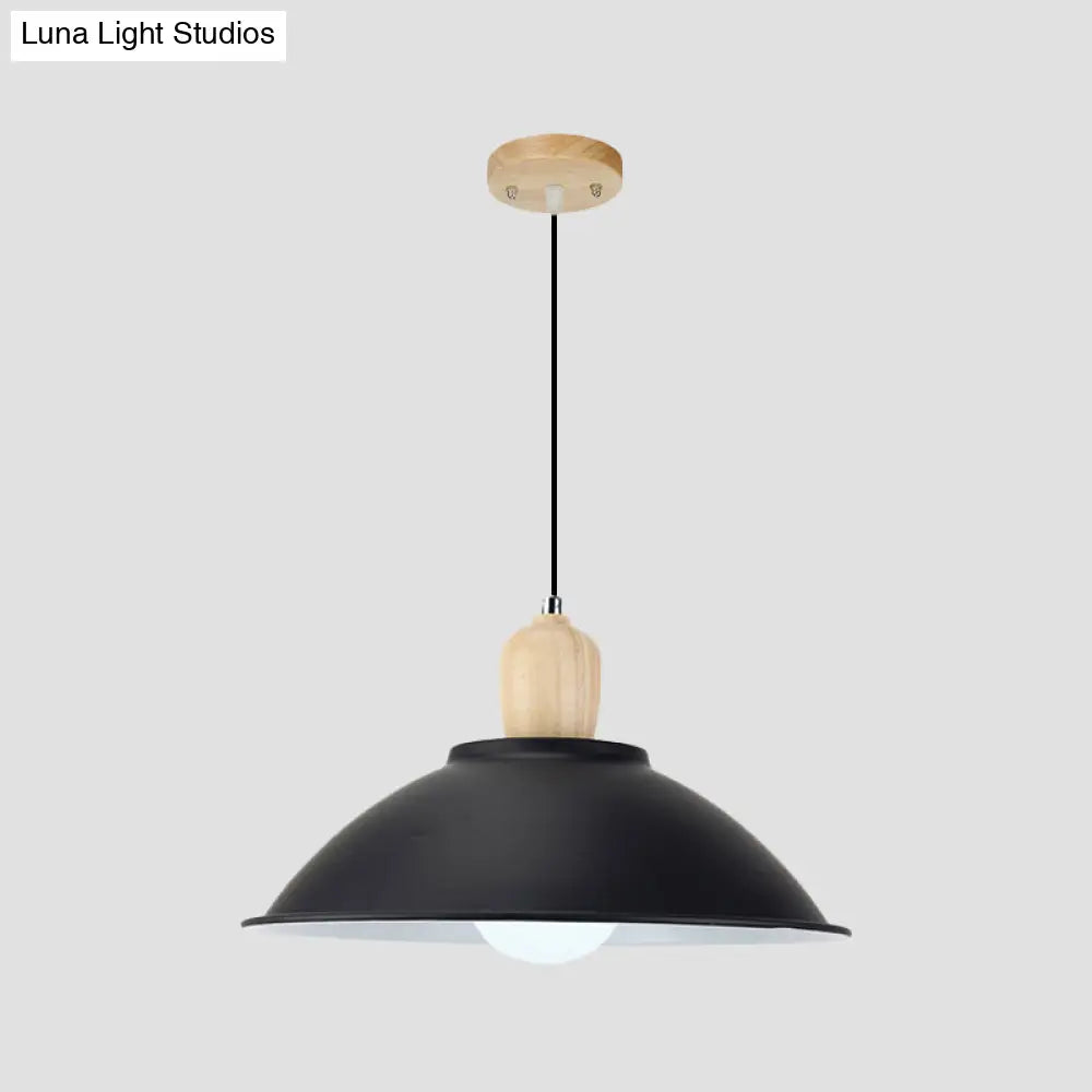 Modern Metal Pendant Light With Black Bowl Shade For Dining Room