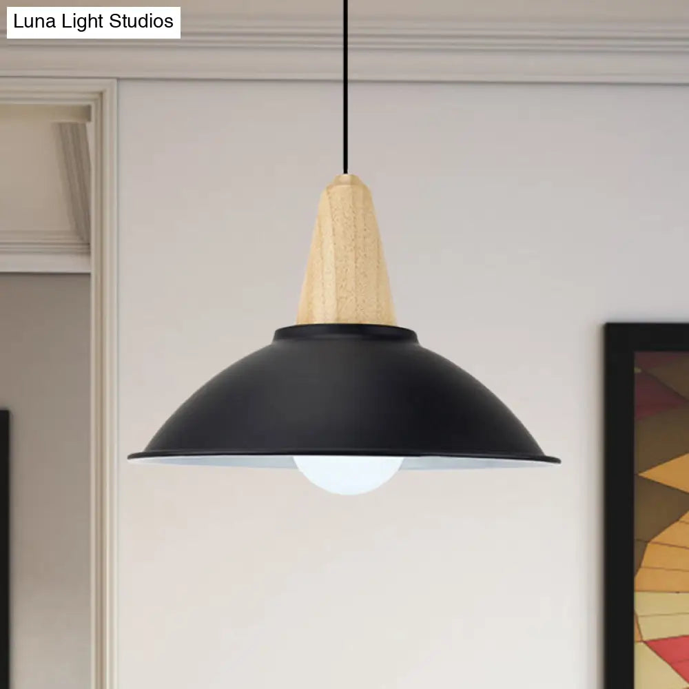 Modern Metal Pendant Light With Black Bowl Shade For Dining Room