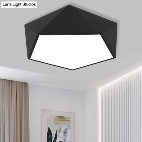 Modern Metal Pentagonal Flush Mount Led Light Fixture - Bedroom Ceiling Lighting Black / 16.5
