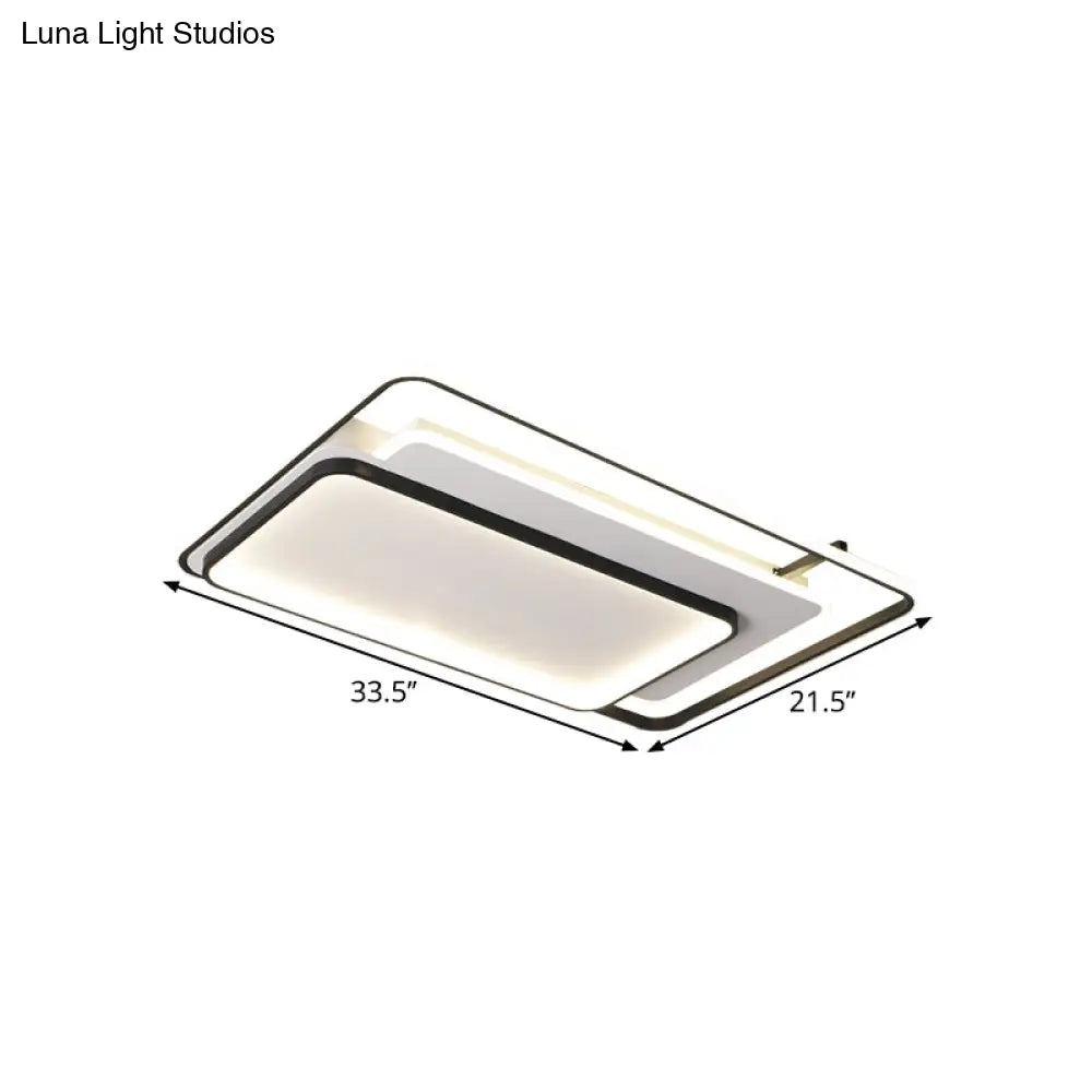 Modern Metal Rectangle/Square Led Ceiling Flush Mount In Warm/White Light Various Sizes