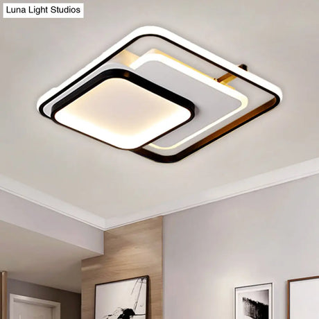 Modern Metal Rectangle/Square Led Ceiling Flush Mount In Warm/White Light Various Sizes