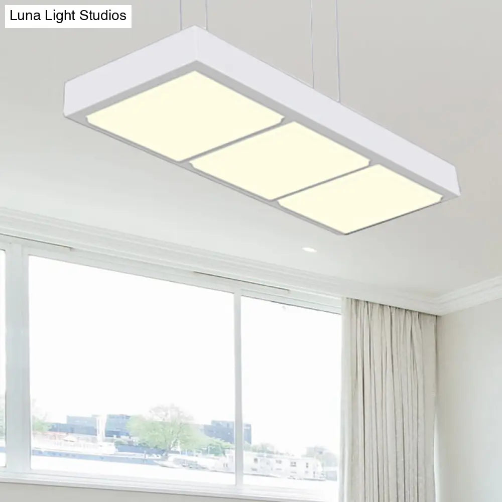 Modern Metal Rectangular Island Lamp With 3/4/5 Lights In Black/White - Office Hanging Light
