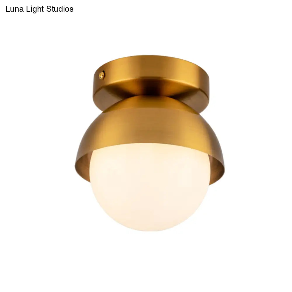 Modern Metal Semicircle Ceiling Mounted Light: Black/Gold Finish Flushmount Lamp For Foyer