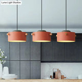Modern Metal Shade Cylinder Pendant Light Fixture - Green/Pink/White Hanging Lighting