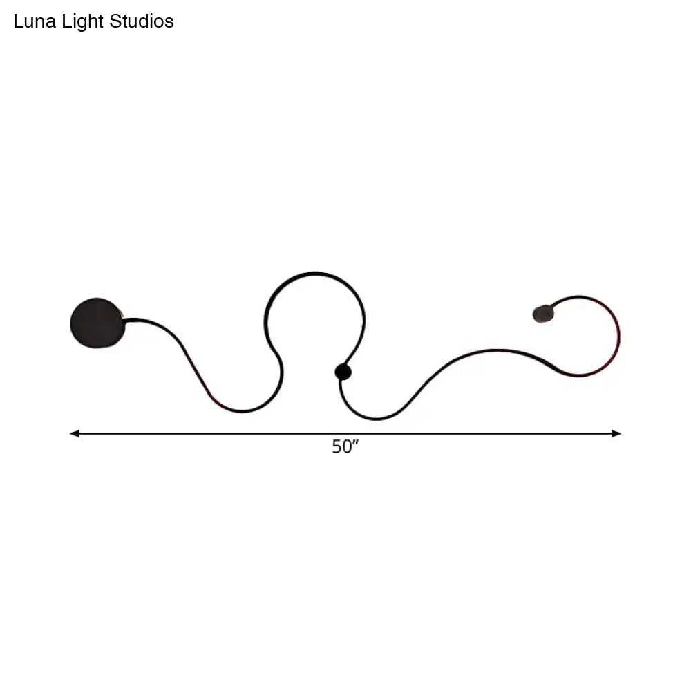 Modern Metal Snake-Like Wall Sconce Lighting - 25.5/50 W Led Mount Lamp In Black With Warm/White