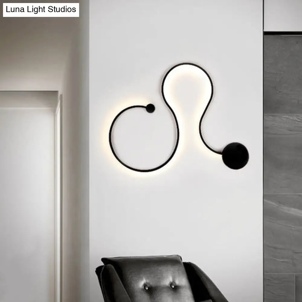 Modern Metal Snake-Like Wall Sconce Lighting - 25.5/50 W Led Mount Lamp In Black With Warm/White
