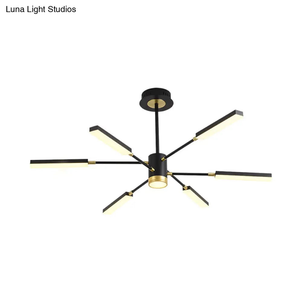 Modern Metal Sputnik Pendant Chandelier- 6/8 Head Hanging Light Kit In Warm/White 6 / Black White