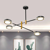 Modern Metal Starburst Chandelier - 4/6 Heads White/Black Gold Finish Warm/White Light 4 / Black-Gold / White