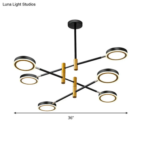 Modern Metal Starburst Chandelier - 4/6 Heads White/Black Gold Finish Warm/White Light
