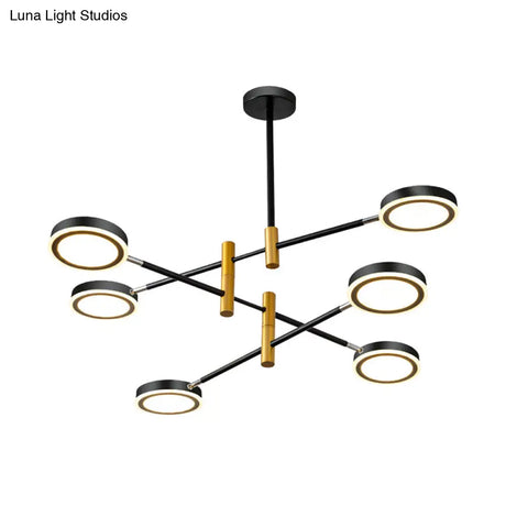 Modern Metal Starburst Chandelier - 4/6 Heads White/Black Gold Finish Warm/White Light