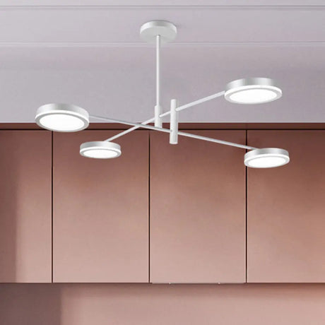 Modern Metal Starburst Chandelier - 4/6 Heads White/Black Gold Finish Warm/White Light 4 / White / White