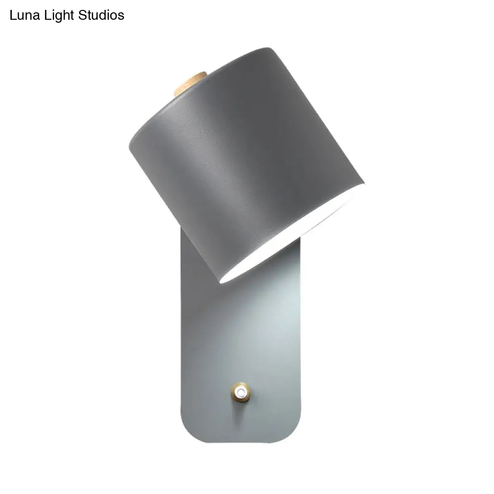 Modern Metal Wall Sconce With Grey/Green Tube Bulb And Rectangle Backplate