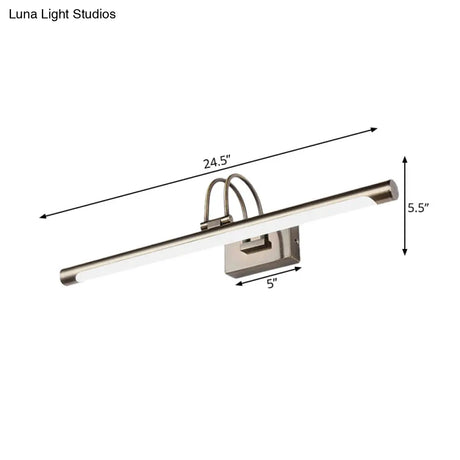 Modern Metallic Arc Led Vanity Light Fixture With Acrylic Shade - 16.5/20.5 W Nickel Finish