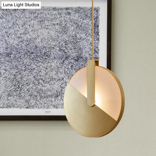 Modern Metallic Dining Room Pendant Lighting In Gold - Round Led Hanging Lamp