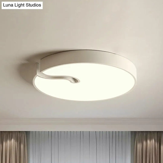Modern Metallic Drum Flush Mount Led Ceiling Lamp In White/Black - 16/19.5 Dia White / 16