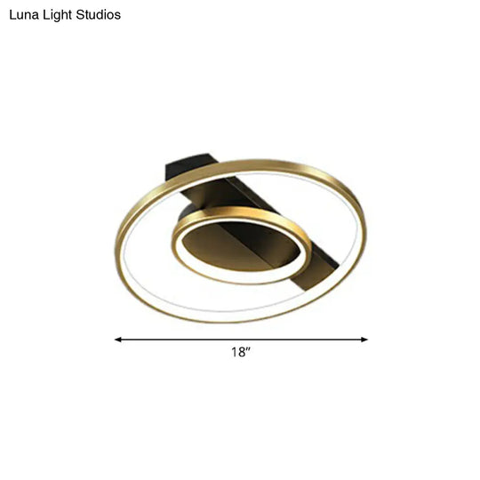 Modern Metallic Flushmount Led Ceiling Light With Gold Finish - Ideal For Bedroom / Remote Control