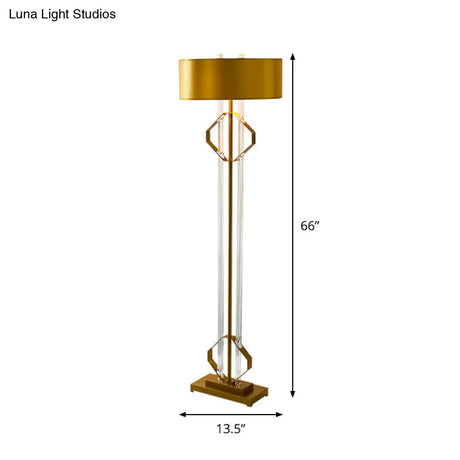 Modern Metallic Gold Floor Lamp With Clear Crystal Rod