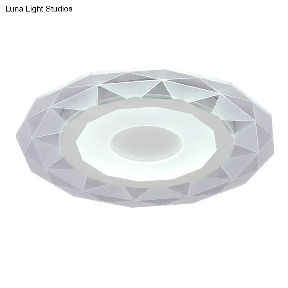 Modern Metallic Led Flush Ceiling Light - Circular Living Room Fixture In Clear