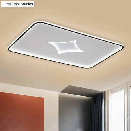 Modern Metallic Led Flush Ceiling Light In Black/Gold - Round/Rectangle White Available 3 Sizes