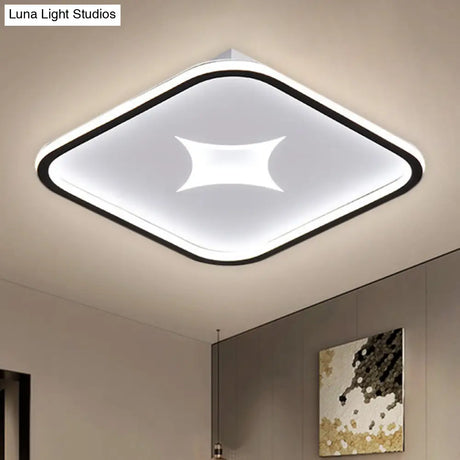 Modern Metallic Led Flush Ceiling Light In Black/Gold - Round/Rectangle White Available 3 Sizes