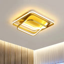 Modern Metallic Led Gold Ceiling Mounted Light For Living Room - 3 - Square Frame Flush Lighting