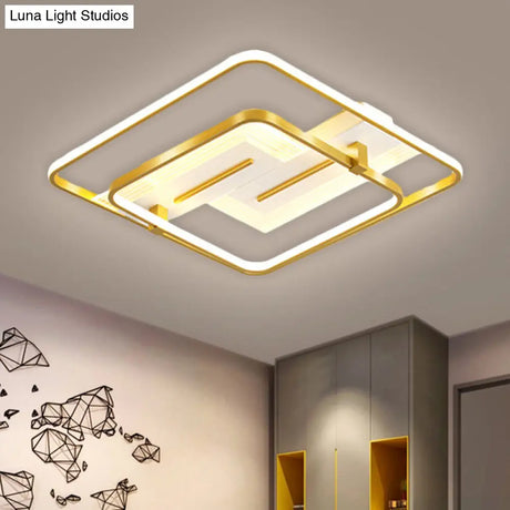 Modern Metallic Led Gold Flush Mount Lamp Warm/White Light 18/21.5 Wide
