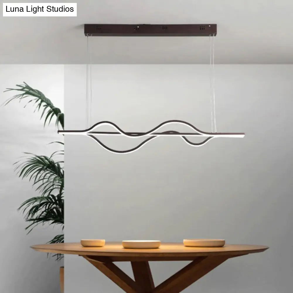 Modern Metallic Led Pendant Light For Dining Room And Island In Coffee