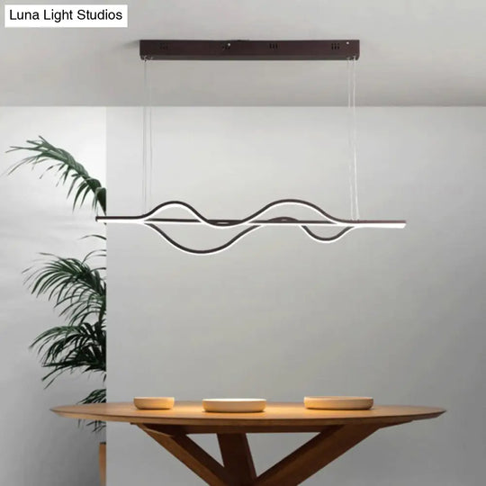 Modern Metallic Led Pendant Light For Dining Room And Island In Coffee