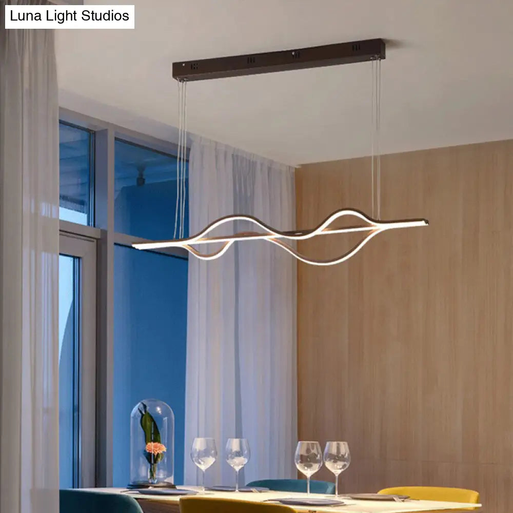 Modern Metallic Led Pendant Light For Dining Room And Island In Coffee / Natural