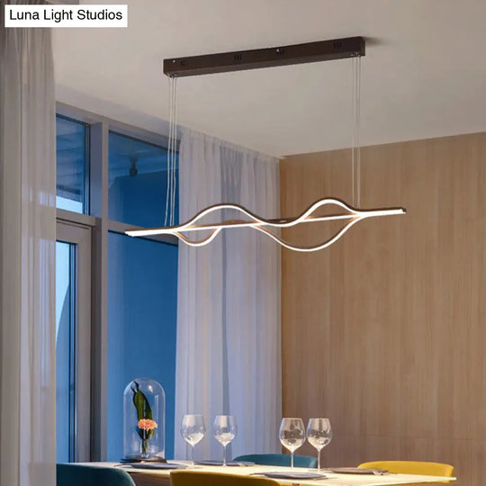 Modern Metallic Led Pendant Light For Dining Room And Island In Coffee / Natural