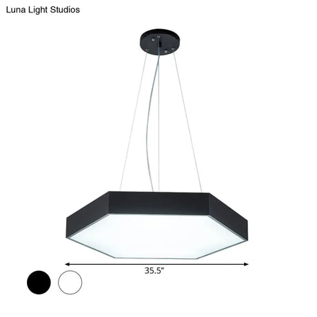 Modern Metallic Led Pendant Light With Honeycomb Design Black/White Acrylic Diffuser -