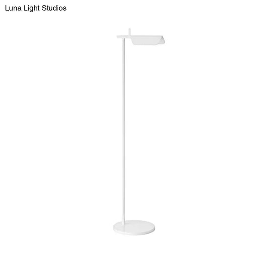 Modern Metallic Led Standing Floor Lamp In White/Black - Perfect For Minimalist Bedroom Lighting