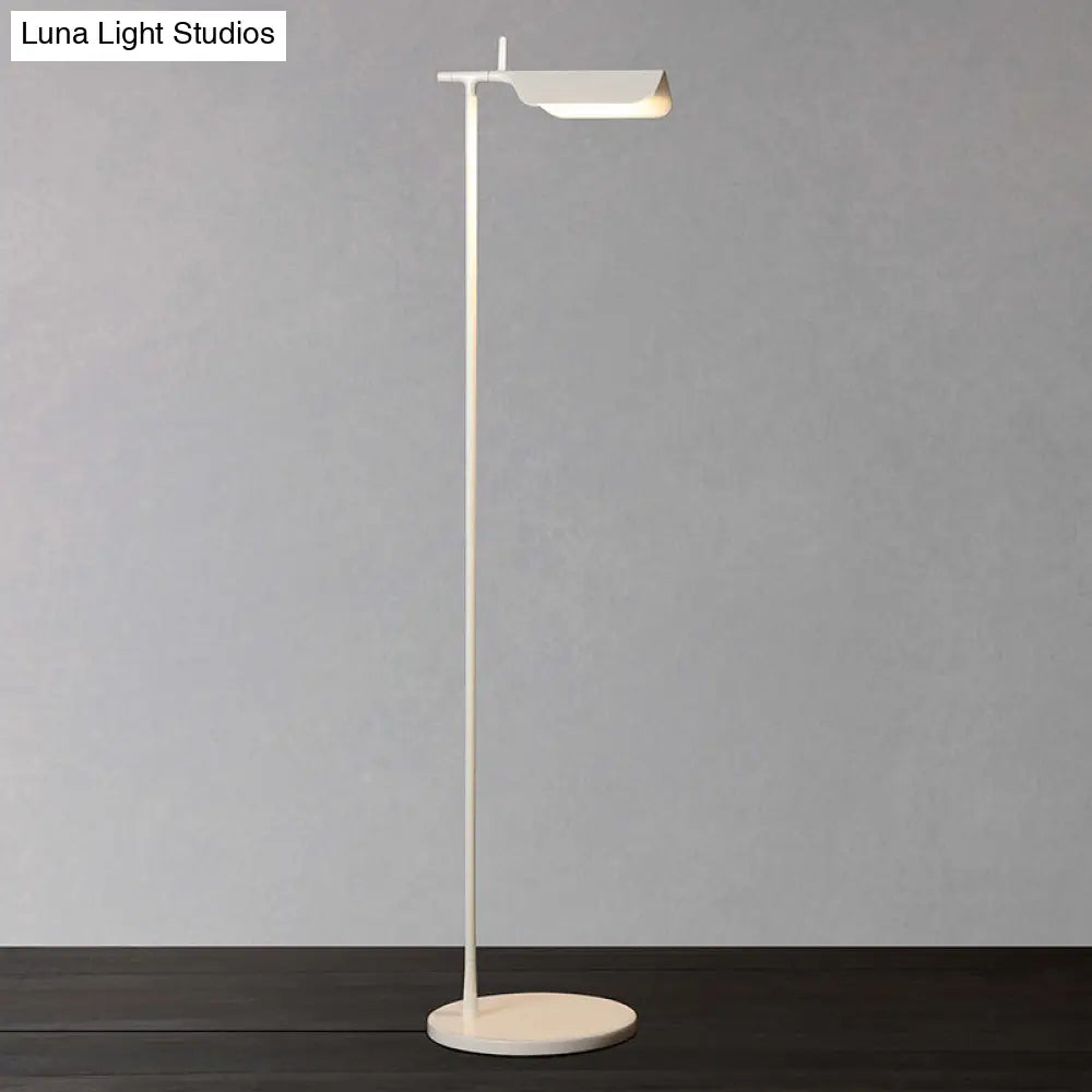 Modern Metallic Led Standing Floor Lamp In White/Black - Perfect For Minimalist Bedroom Lighting