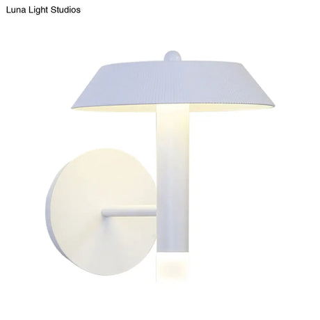 Modern Metallic Led Wall Sconce - Tapered White/Grey Bedroom Lamp