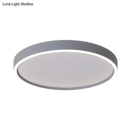 Modern Metallic Round Led Flushmount Ceiling Light White/Warm 16’/19.5’ Dia