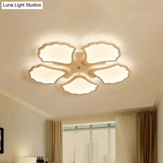 Modern Metallic Semi Flush Led Ceiling Light For Living Room In White 5 / Warm
