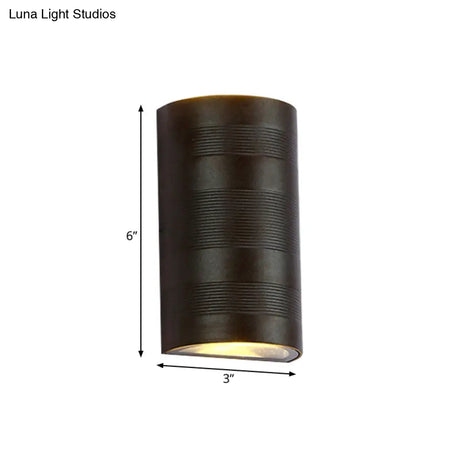Modern Metallic Wall Lamp - 2-Head Black Half-Cylinder With Warm/White Lighting
