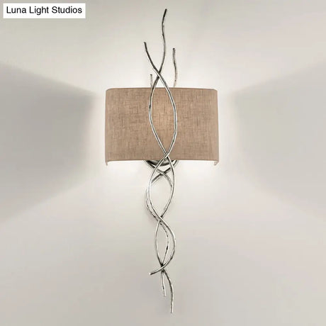 Modern Metallic Wall Sconce: Gold/Silver Branch Design With Rectangle Fabric Shade