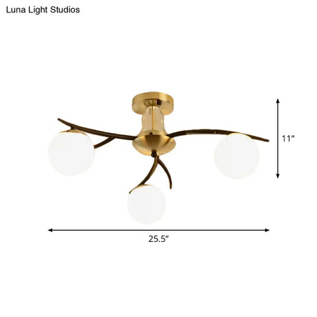 Modern Milk Glass Orb Ceiling Light In Black - Perfect For Living Room Semi Flush Mount