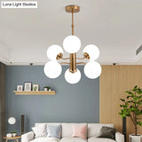 Modern Milky Glass Ball Chandelier - Gold Finish 6 Lights