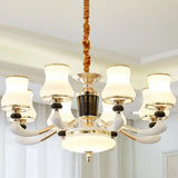 Modern Milky Glass Flared Pendulum Chandelier for Dining Room Lighting 8 / White